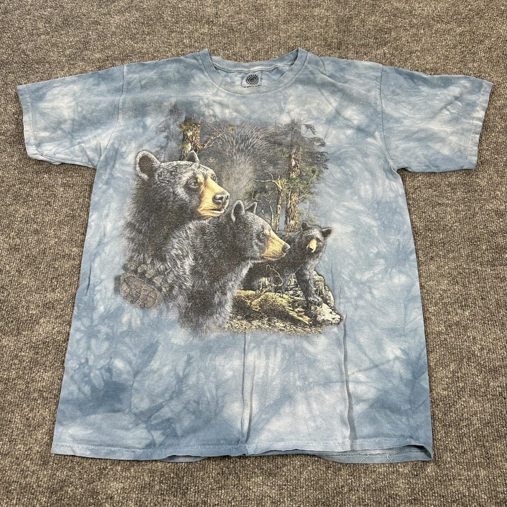 The Mountain Shirt Mens Large Blue Bear Graphic Tie Dye Nature Tee Wildlife